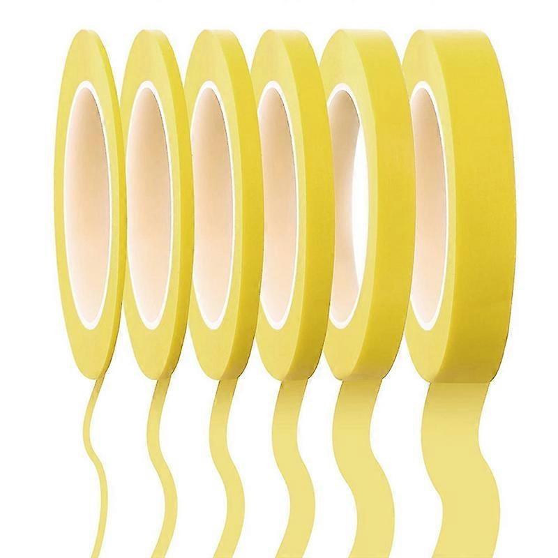 6 Rolls Fine Line Tape 1/16,7/10,1/8,1/4,1/2,3/4 Inch x 55 Yard