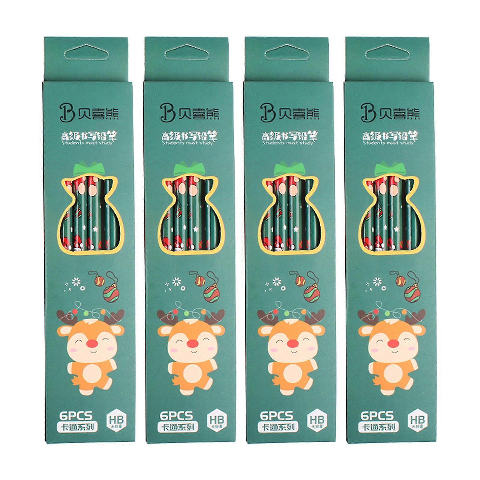 Papeterie de Noël pour cadeaux de fête, bureau, école, récompenses, crayons de Noël, crayons en bois de Noël avec gomme