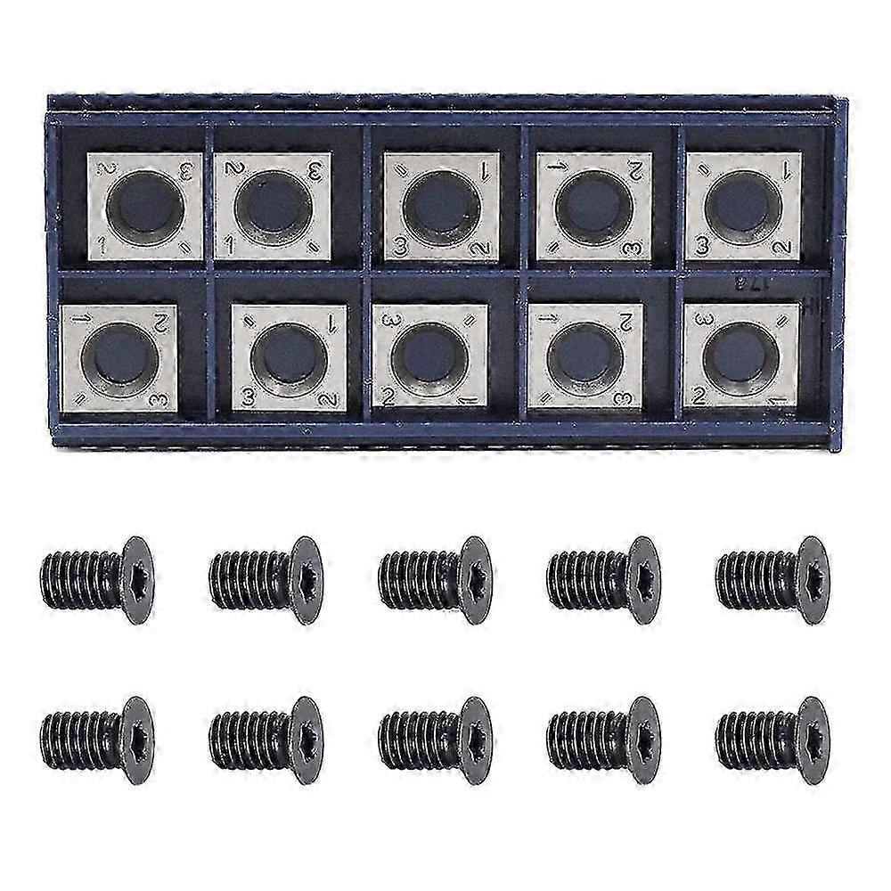 14mm Square Carbide Cutter Inserts Set of 10 with M6x10mm Screws for Woodworking Spiral and H-Type Applications