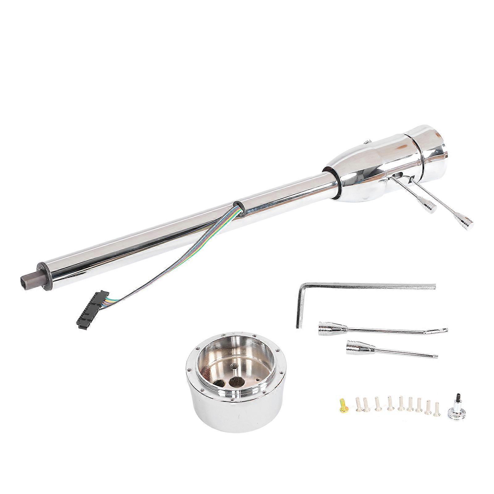 32in Steering Column Manual Chrome Floor with Wheel Adapter No Key Replacement for Chevy 55‑59