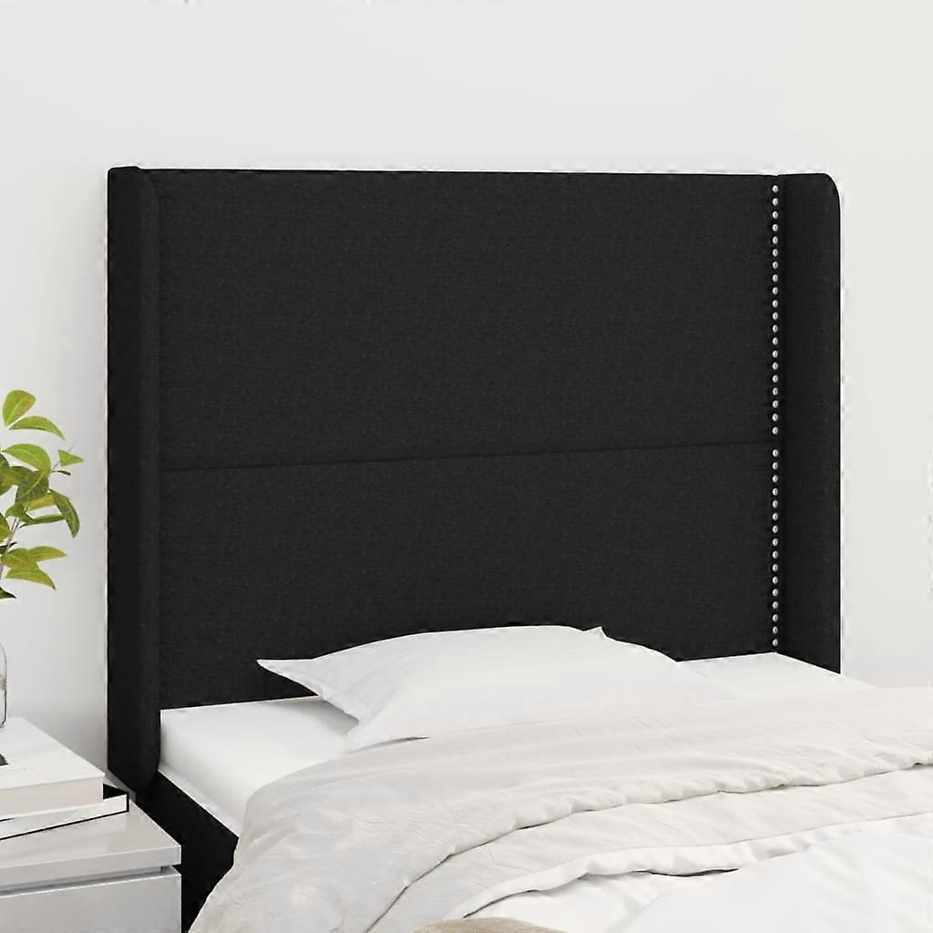 Headboard with Ears Black 83x16x118/128 cm Fabric