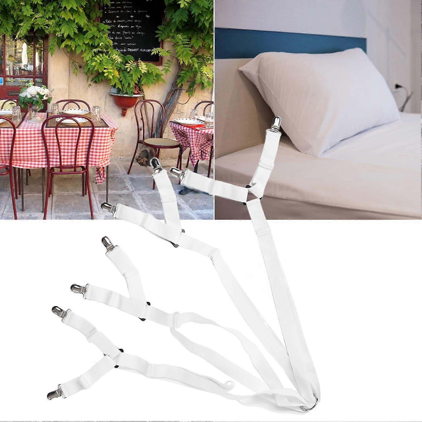 Adjustable Non-Slip Bed Sheet Clips White 100cm x 2.5cm Holder