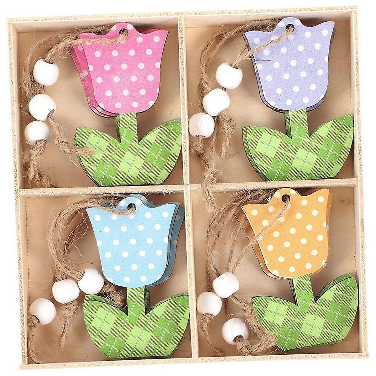 Tulip Ornaments Wooden Tulip Signs Mother's Day Tulip Flower Ornament