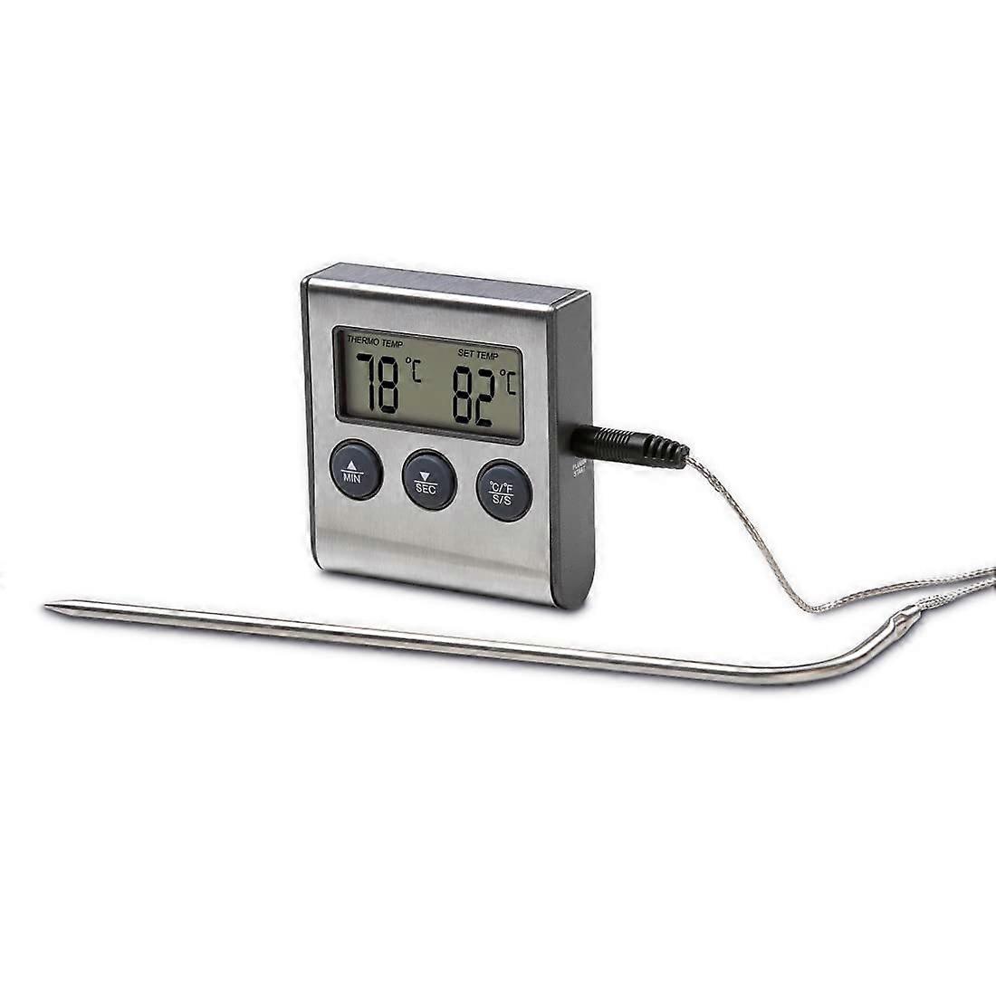 Digital Meat Thermometer with Timer and Cable Sensor for Cooking and Grilling