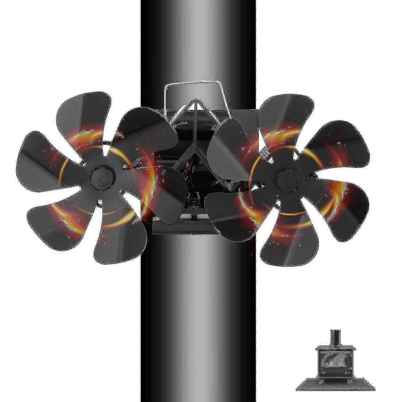 New 2023 Fireplace Fan Double Head Wall Mounted 6 Dual Head Power 12 Blade Fireplace Fan