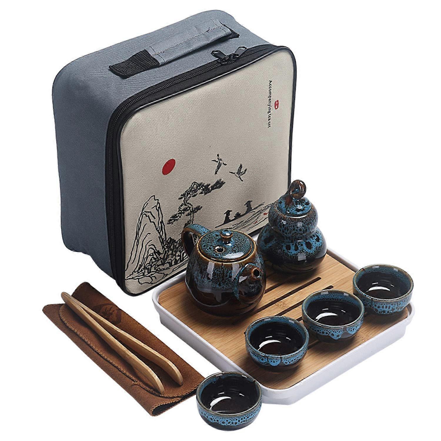 Travel Tea Set for Home Use, Portable Tea Brewing Kit, Ceramic Teapot and Cups, Ideal Gift for Tea Lovers