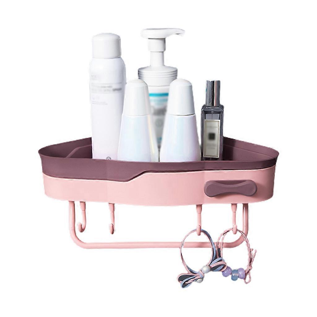 Multifunctional for Creative Wall Hanging Rack Store Toiletries Sundry Movable Hooks Detachable Towel Bar Convenient to Pink