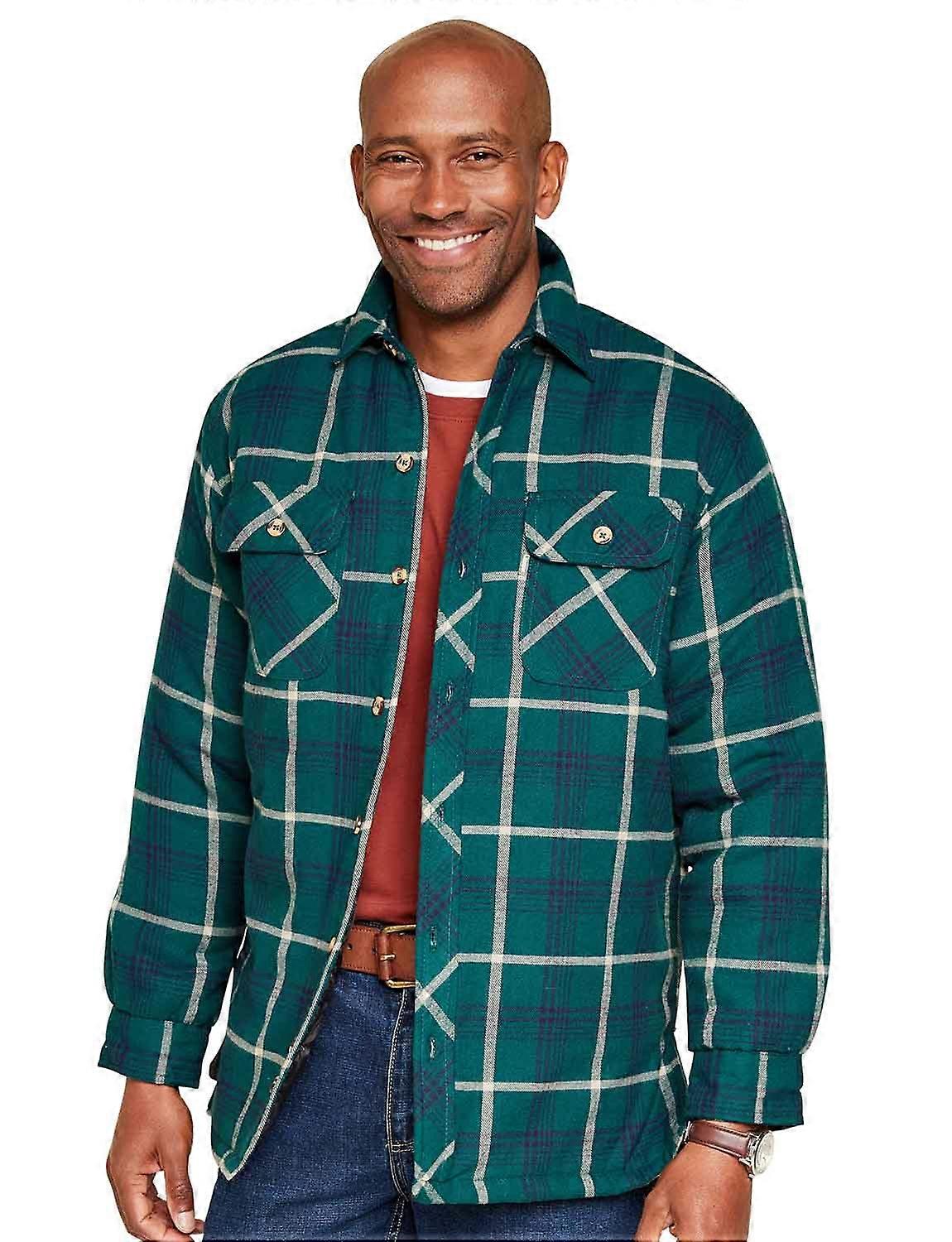 Chums | Mens | Champion Quilted Check Padded Overshirt with Button Front – Warm Lined Winter Shirt