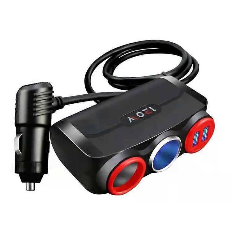 Car Cigarette Lighter USB Charger-Multi-Function 12/24V Adapter,Black Red
