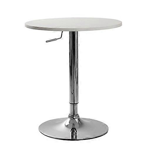 Adjustable Height Wood and Chrome Metal Bar Table