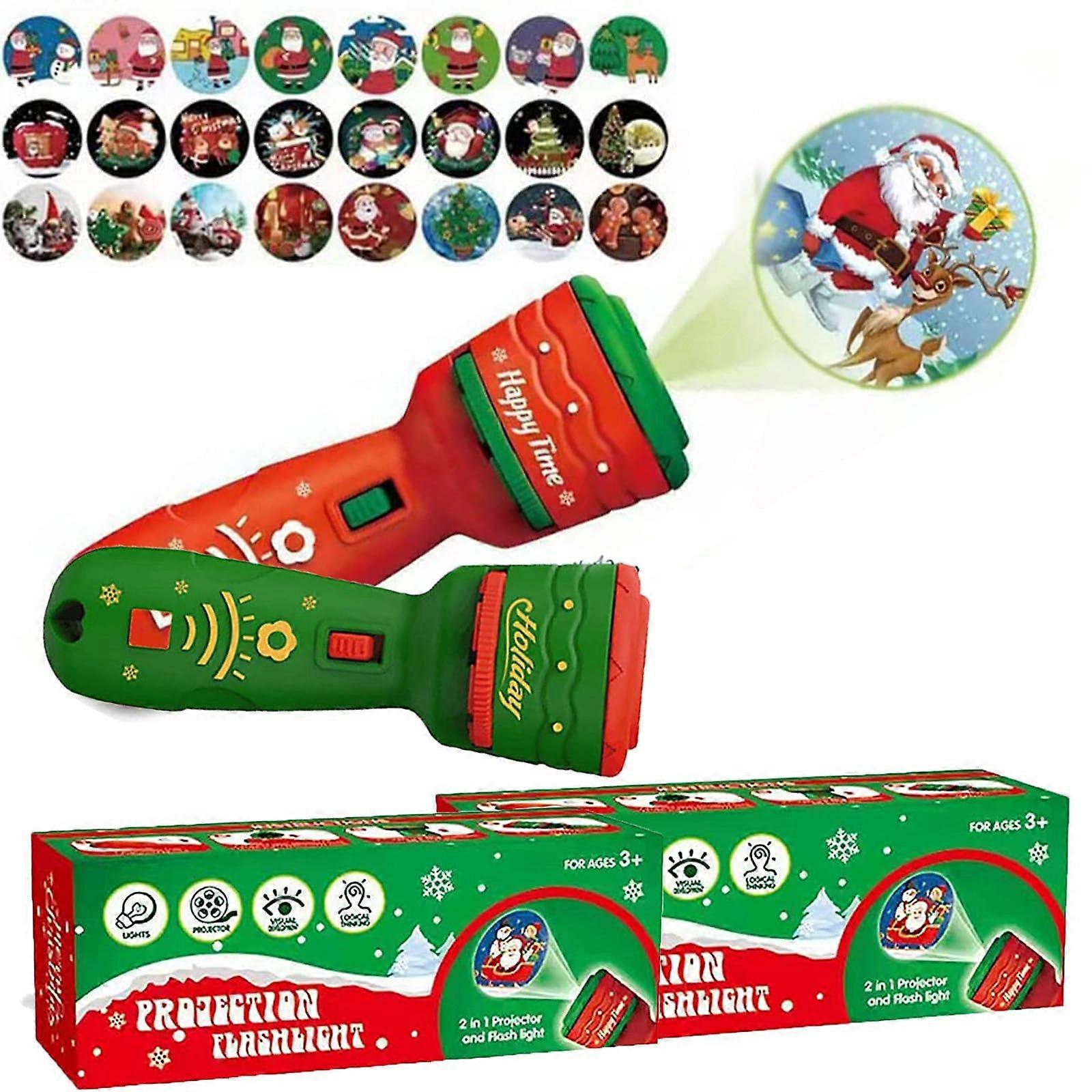 2 Pieces Flashlight Projector Christmas Flashlight for Kids Christmas Gift