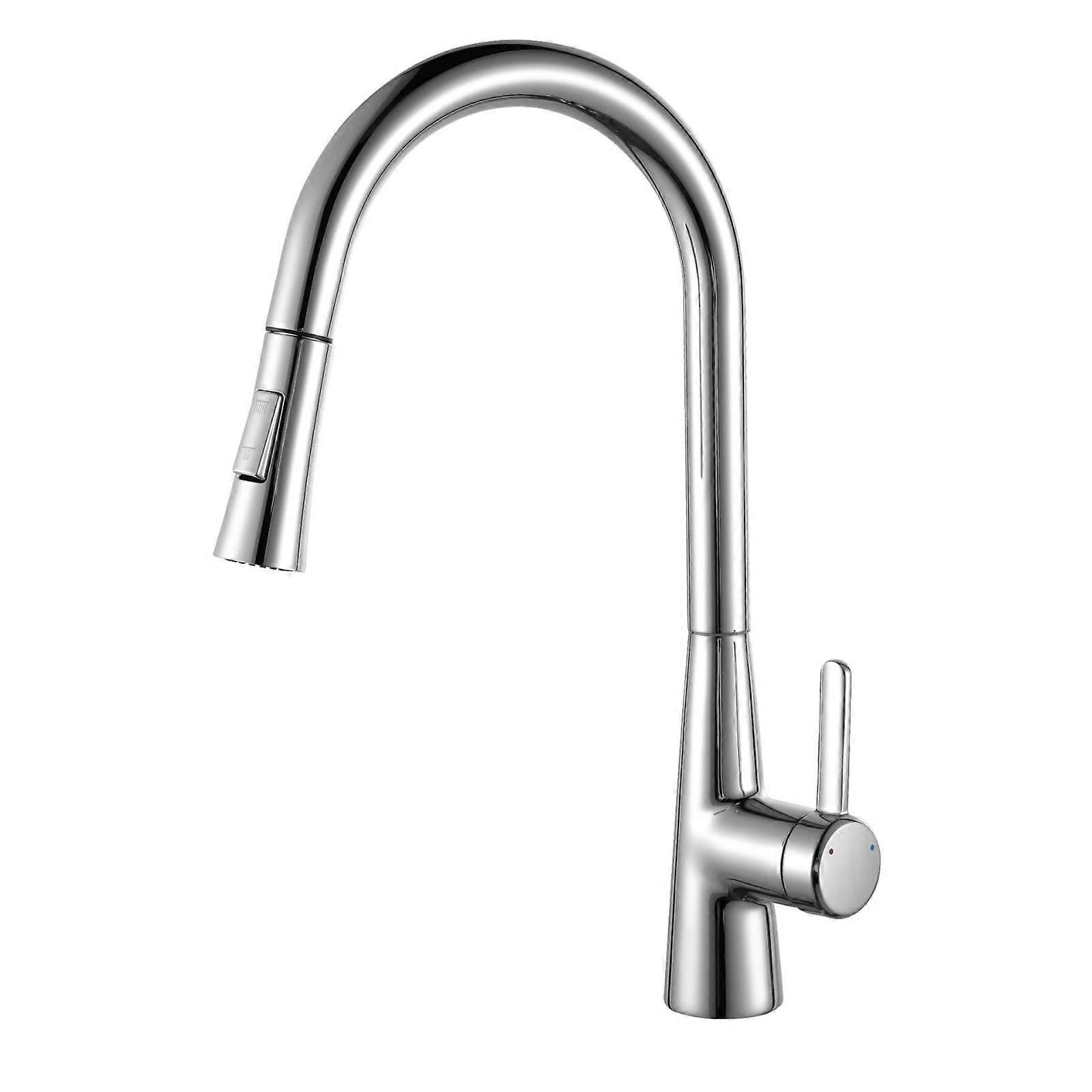 Kitchen Sink Faucets with Pullout Sprayer,360° Rotating, Single Hole, Single Handle Hot and Cold Water Mixer
