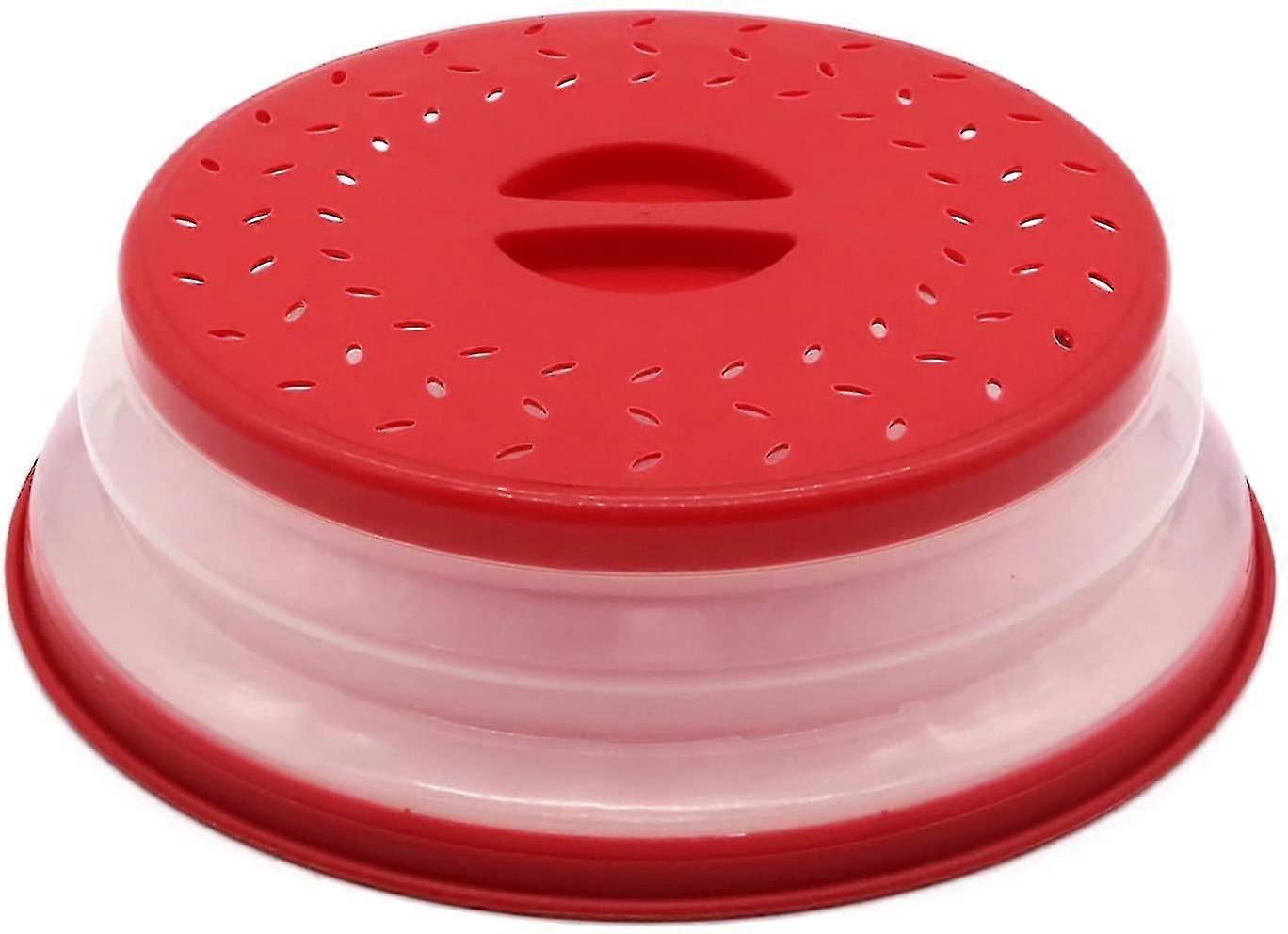 Microwave Cloche- Foldable Lid Splash Guard Cover Strainer For Fruits And Vegetables Bpa Free And Non-toxic (red)