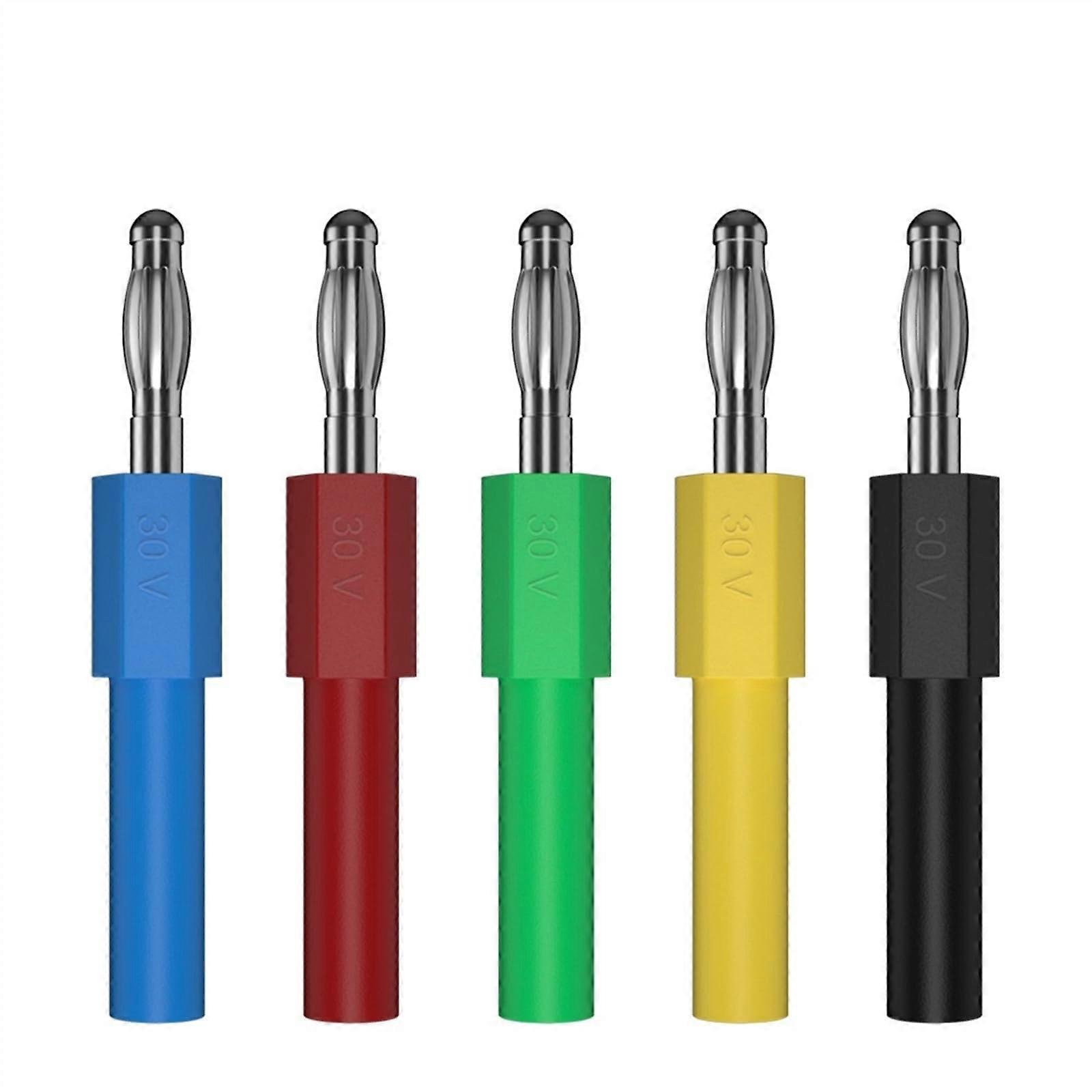 Banana Plug To 2mm Banana Socket Adapters, 5 Pcs, Nickel Plated, 4mm Ended, Model J.20012, Black