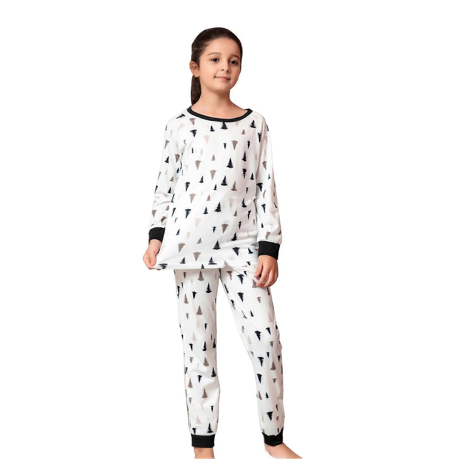 Christmas Tree Pajamas Set Patterns Round Neck Long Sleeves Loose Fitting Family Matching Sleepwear
