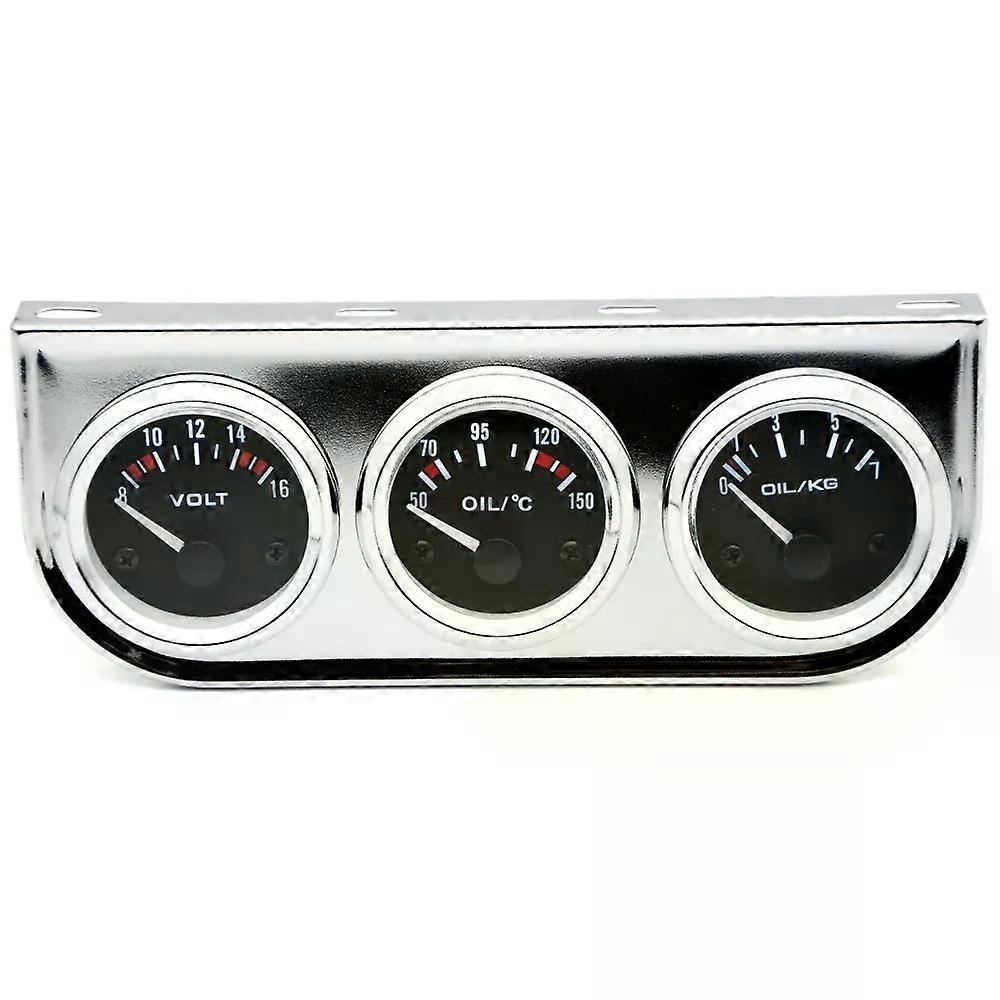 Olie Temp Olie Tryk Volt Måler 52mm 3 i 1 Tredobbelt Gauge Kit Sort / Krom Bezel Sort / Hvid Ansigt Med Temp & Tryksensor