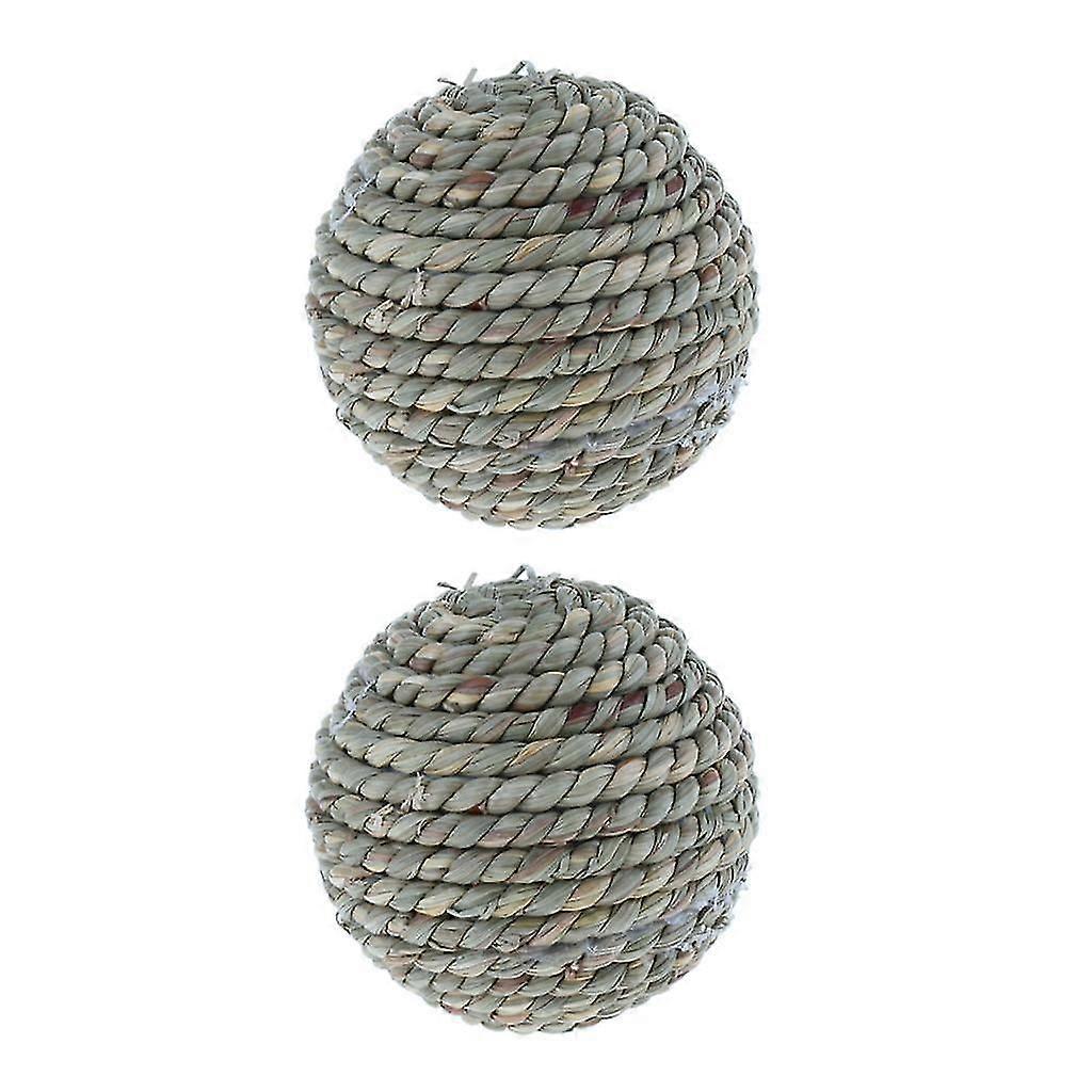 2pcs Bite Resistant Rattan Straw Woven Ball for Hamsters Rabbits AN-01