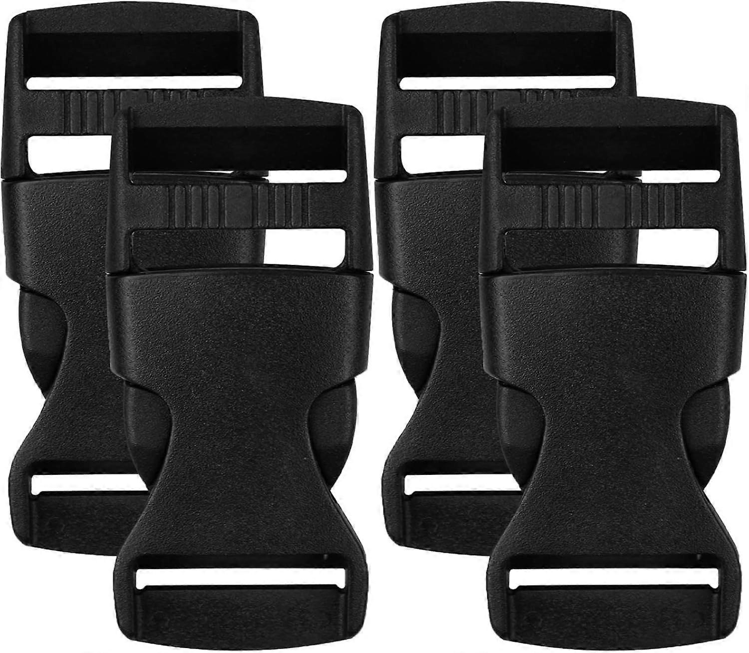 4 Pieces 25mm Plastic Buckle, With Clip Buckle, Double Side Opening Buckle, for Luggage, Straps, Backpacks, Black, 3.16.5cm