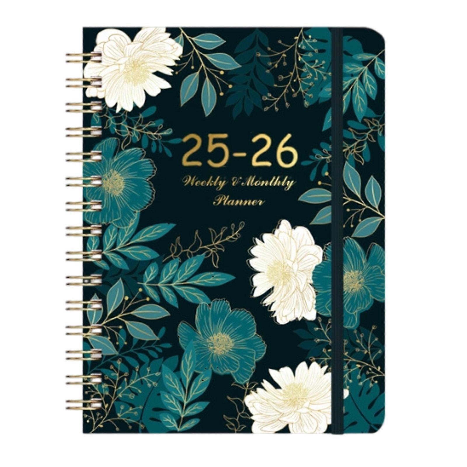 Diary 2025 - A5 Diary 2025 Week to View, Jan.2025 - Dec.2025, Twin-wire Binding, Hard Cover, Elastic Closure, 21.5 x 15.5 x 1.5 cm