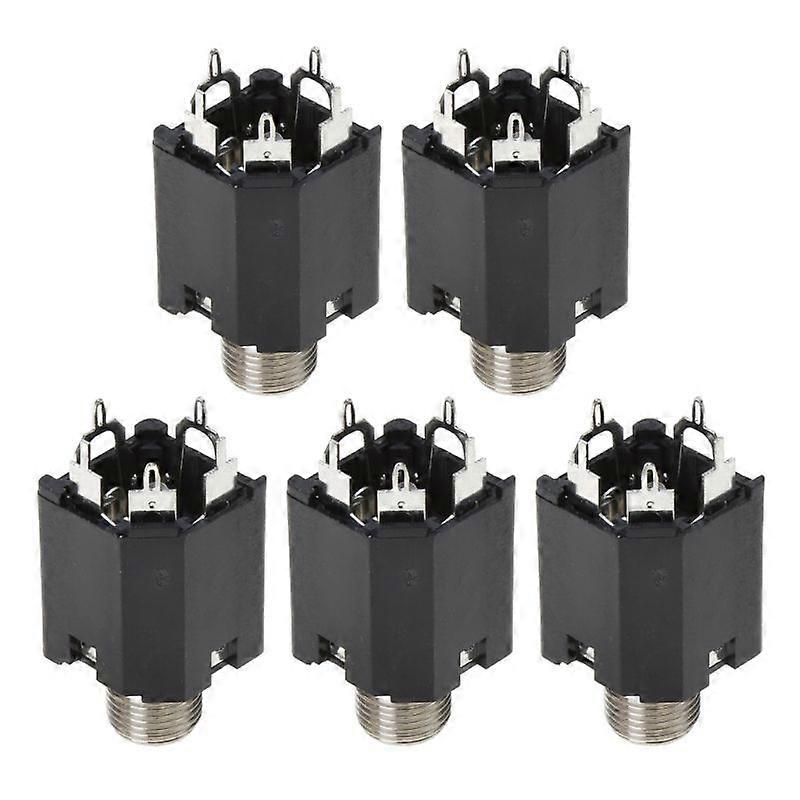Stereo Audio Microphone Female Socket 5-pin In-line Vertical with Nut PJ-612