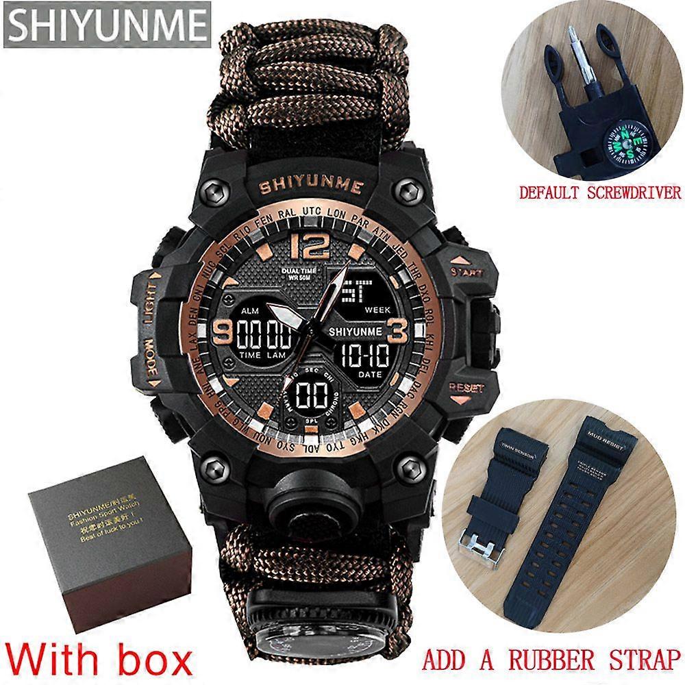 SHIYUNM جديد الرجال العسكرية الرياضية الرقمية الساعات البوصلة في الهواء الطلق البقاء على قيد الحياة متعددة الوظائف للماء ساعة رجالية Relogio Masculino