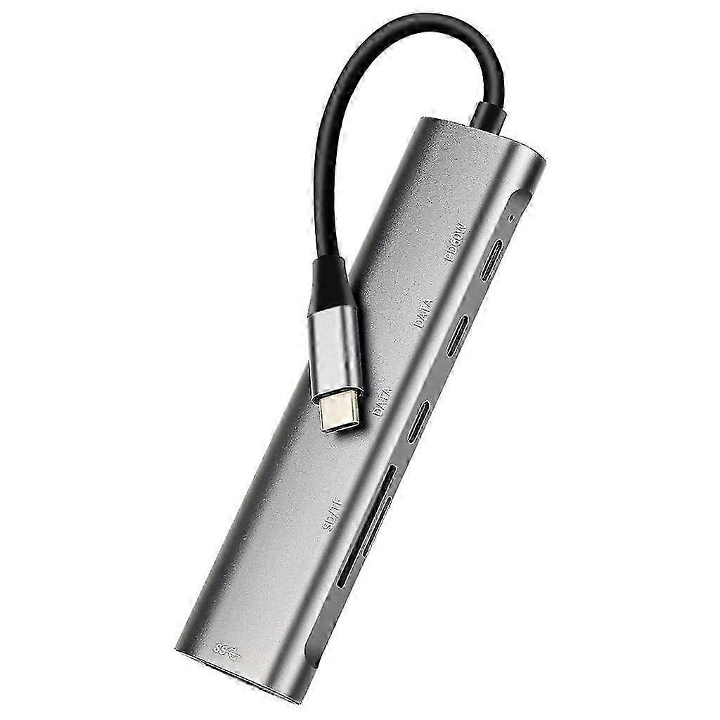 Aluminum Type C Hub 6 in 1 Hub with 2 Type C Ports and 1 USB 3.0 Port for PC