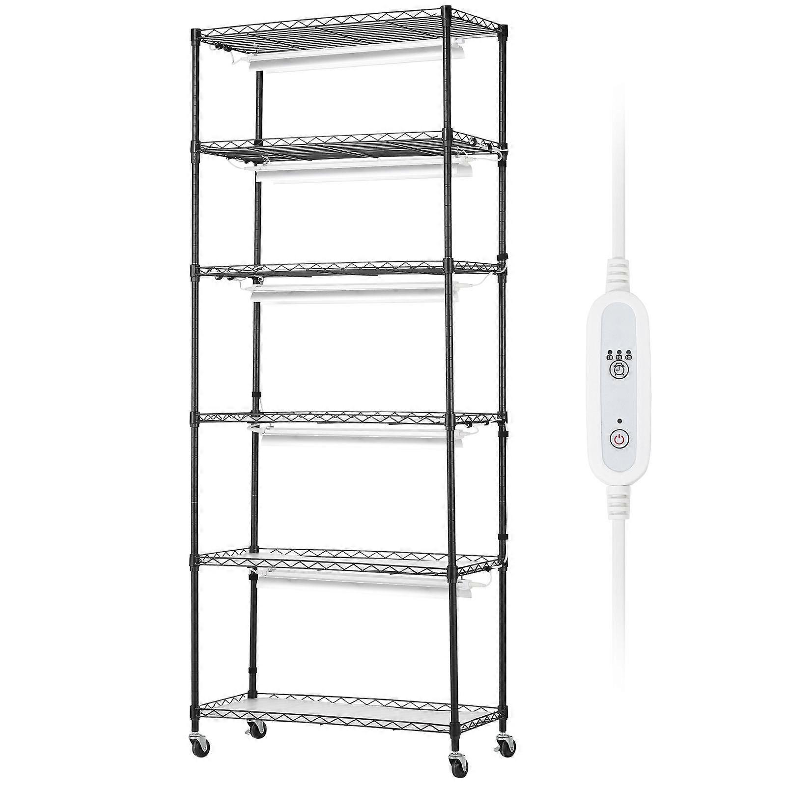 Supporto per piante con luce da 150 W, mensola per piante in metallo a 6 livelli con timer Rack per la coltivazione di piante da giardino per semi a partire da 29,5" L x 13,8" L x 70,9" H