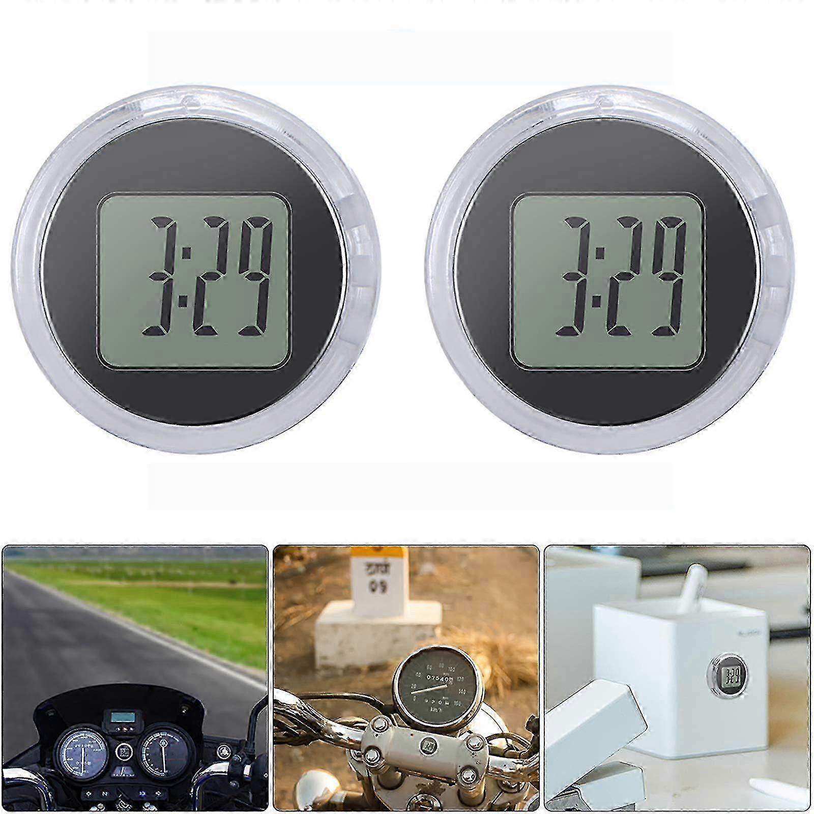 2-pack Motorcycle Clock, Universal Digital Waterproof And Shockproof Stick On Motorcycle Clock, Stick On Digital Clock