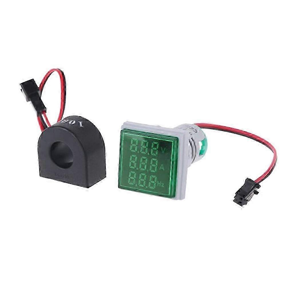 LED Voltmeter Ammeter 3 In 1 Hertz Meter Current Voltage Indicator-color: Green