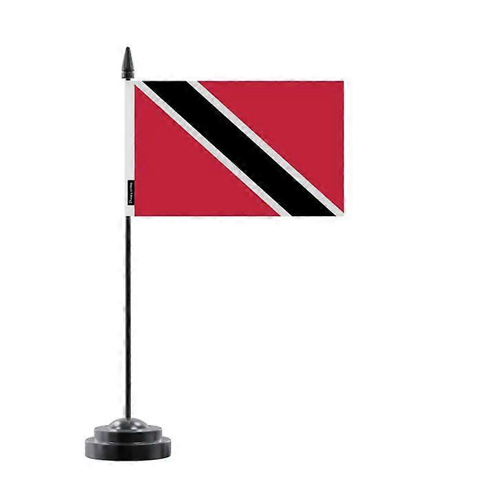 Table Flag - Multicolored - Trinidad and Tobago - 14 x 21 cm - Plastic Pole - Double-Sided Print