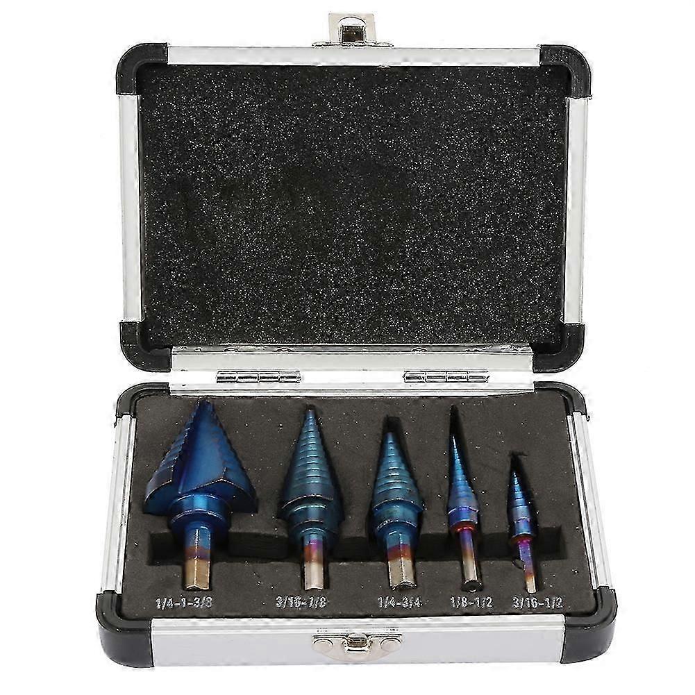 5 Pcs HSS English System Triangular Shank Step Drill Bit Hole Cutter Cone Drill Set