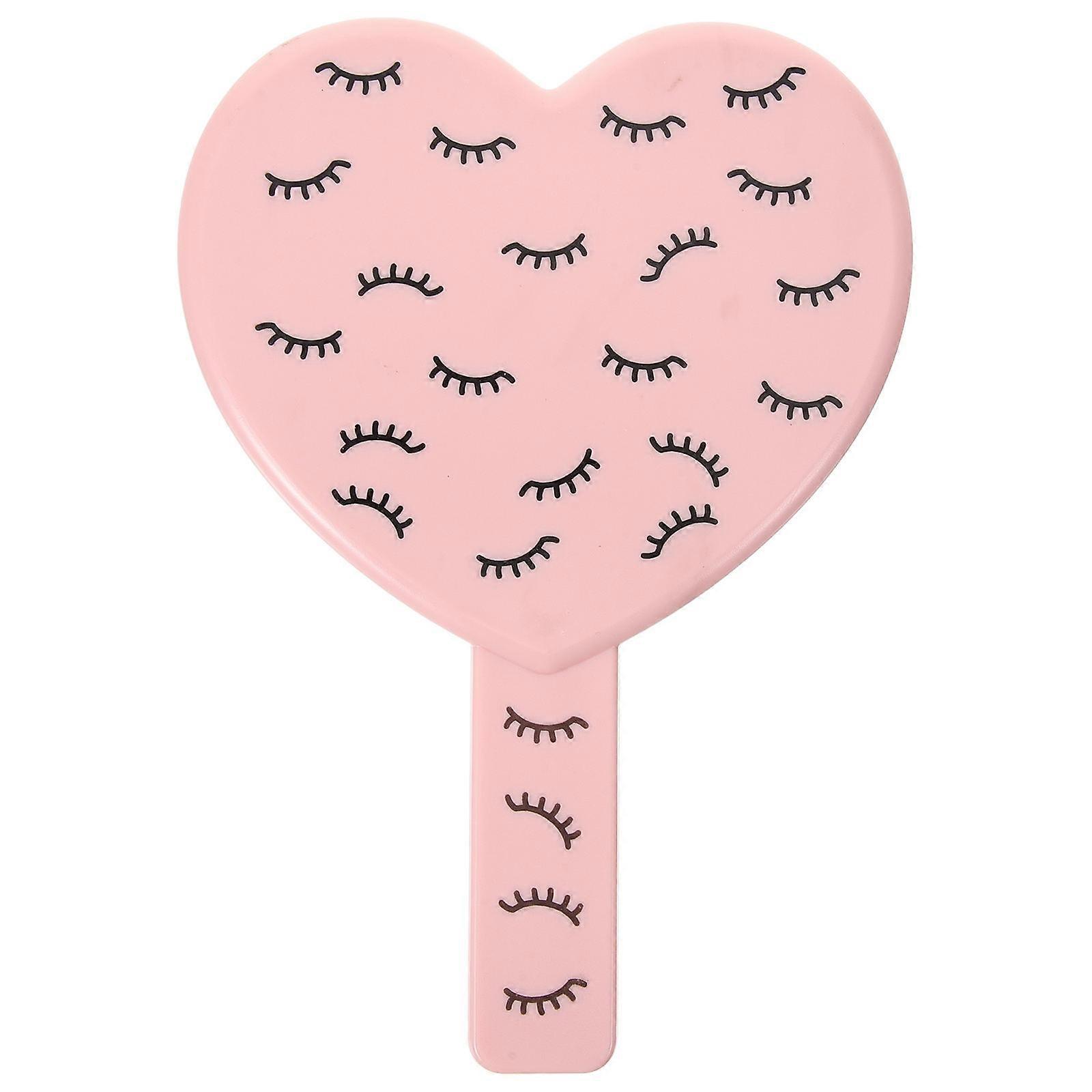 Heart Shaped Handheld Mirror with Eyelash Design, Portable Cosmetic Purse Mirror for Travel and Quick Makeup Use