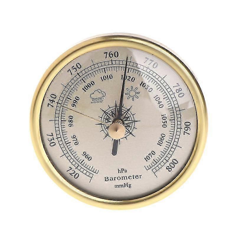 1070hPa Gold-Plated Round Wall-Mounted Barometer for Air Weather Monitoring