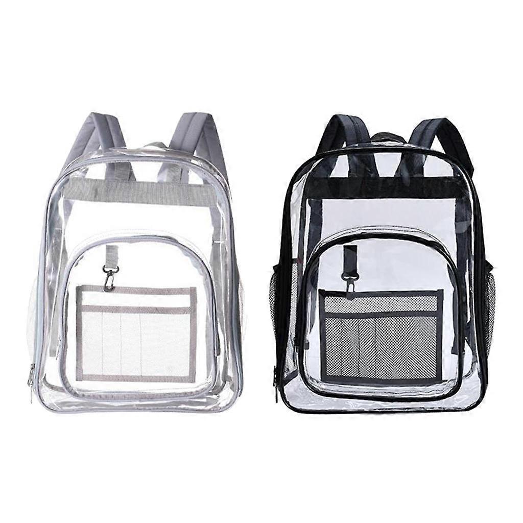 2x Water Resistant Clear Backpack Transparent Bookbag For Work Sporting