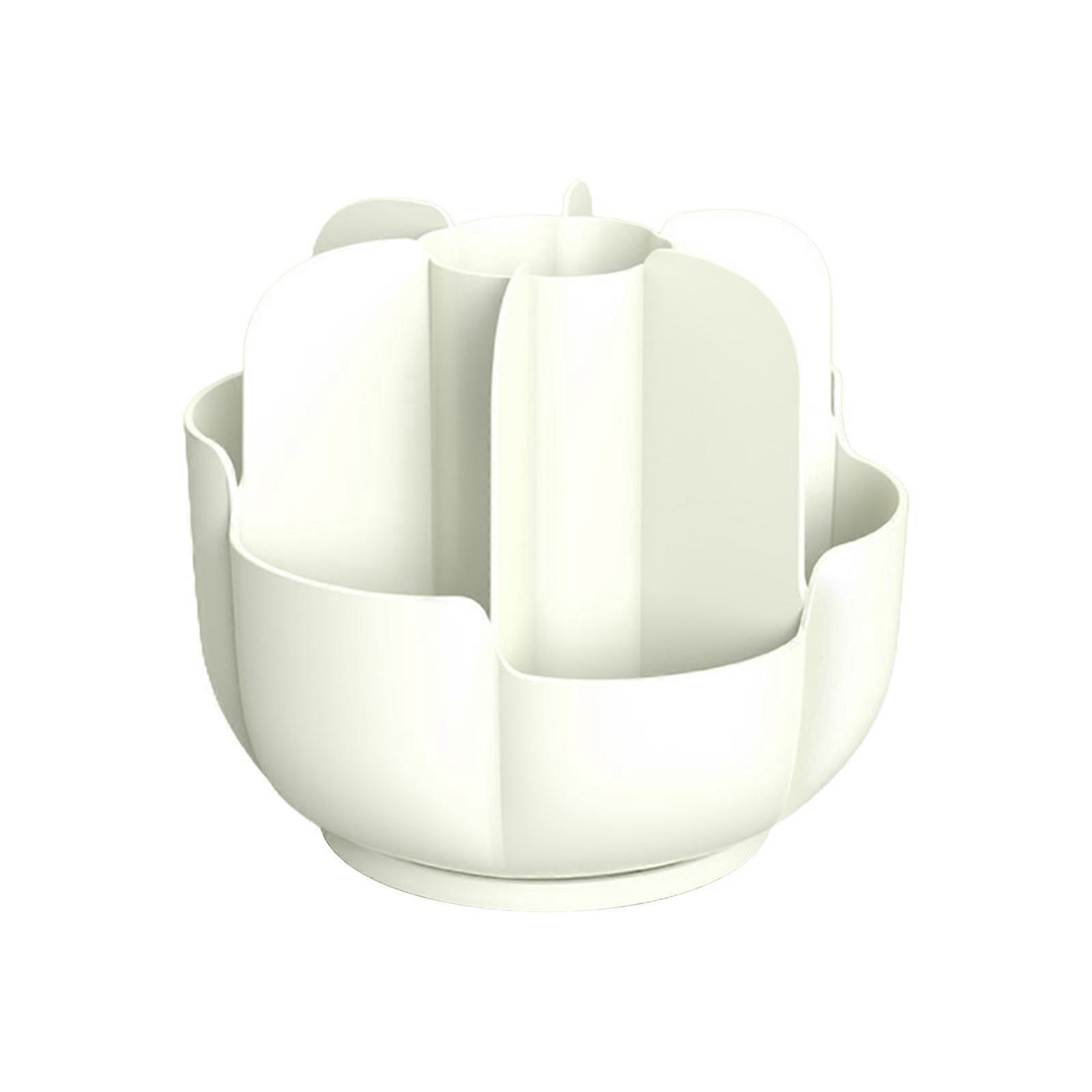 Large-Capacity Rotating Pen Holder Student Stationery Storage Box Desktop Organization Multi-Functional Container Office  Ivory
