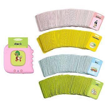 Pädagogische Lesemaschine mit interaktiven Lernkarten, Kinder-Lerngerät Sprache Interaktives Lernspielzeug Rosa
