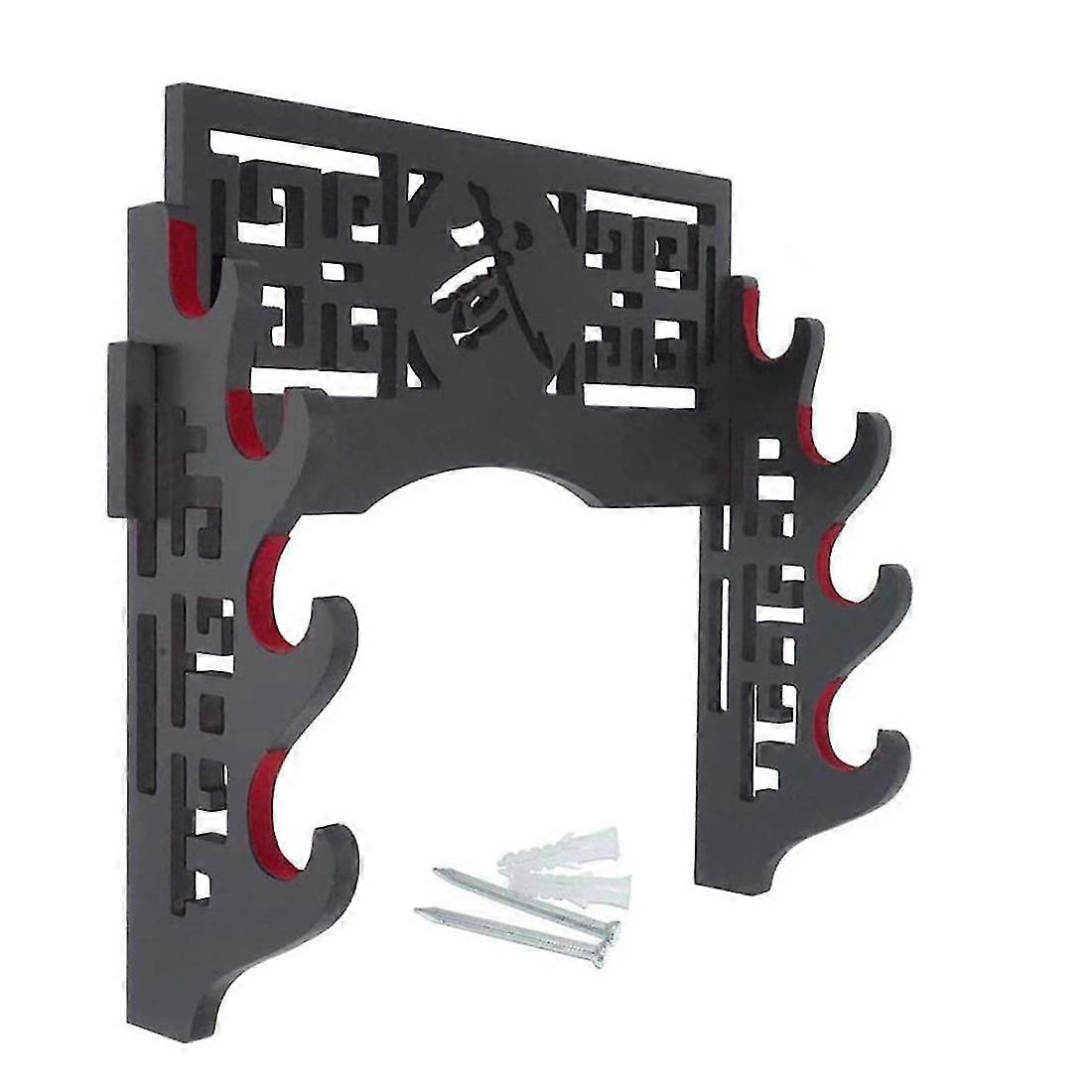 Sword Holder Wall Mount Sword Stand Japanese Samurai Sword Display Rack Hanger and Standard - 4-Tie