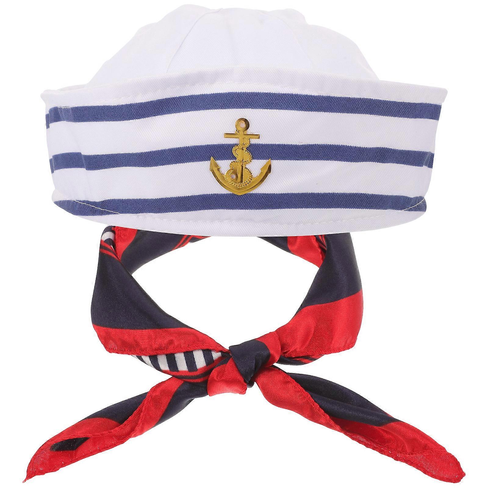 Sailor-Inspired Hat and Scarf Combination, Adds Charm to Any Nautical Event