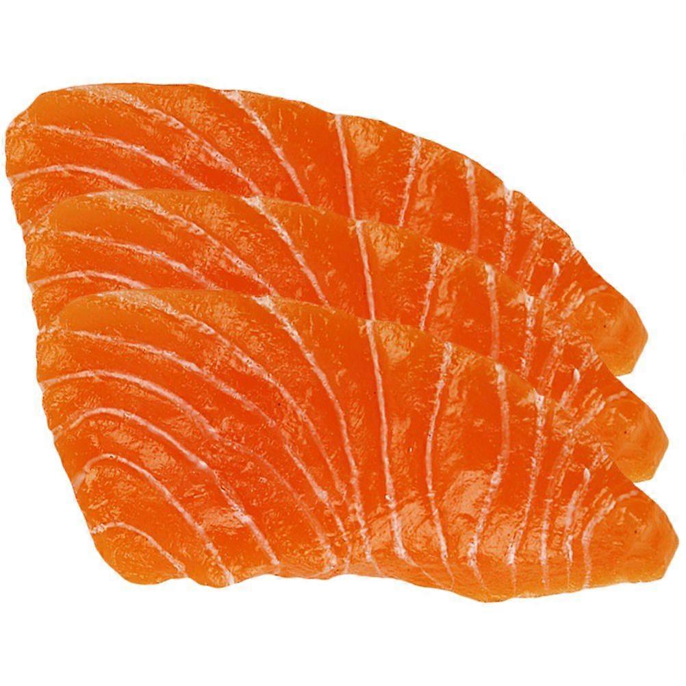 3Pcs Artificial Salmon Slices Simulation Fish Meat Models Lifelike Salmon Slices Fake Food Decors
