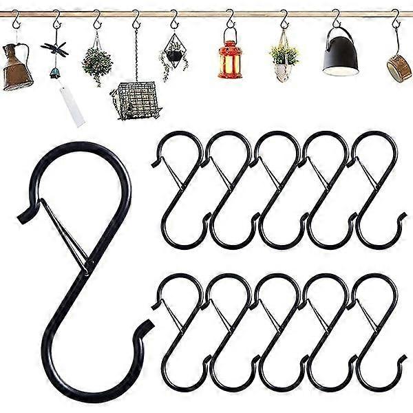 10-pack S-hooks for hanging Black S-hooks Heavy duty metal hooks with safety