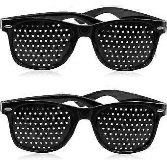 2 Pack Black Unisex Pinhole Glasses for Vision Improvement & Eyesight Strengthening