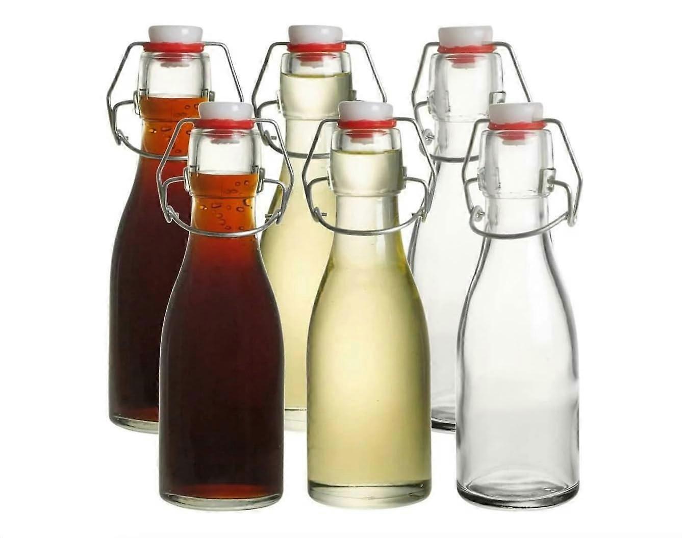 Mini Swing Top Bottles 150ml Pack of 6 Airtight Swing Top 150ml Clear Glass Bottles for Oil, Vinegar, Spice, Water, Juice, Drinks with Tight Seal