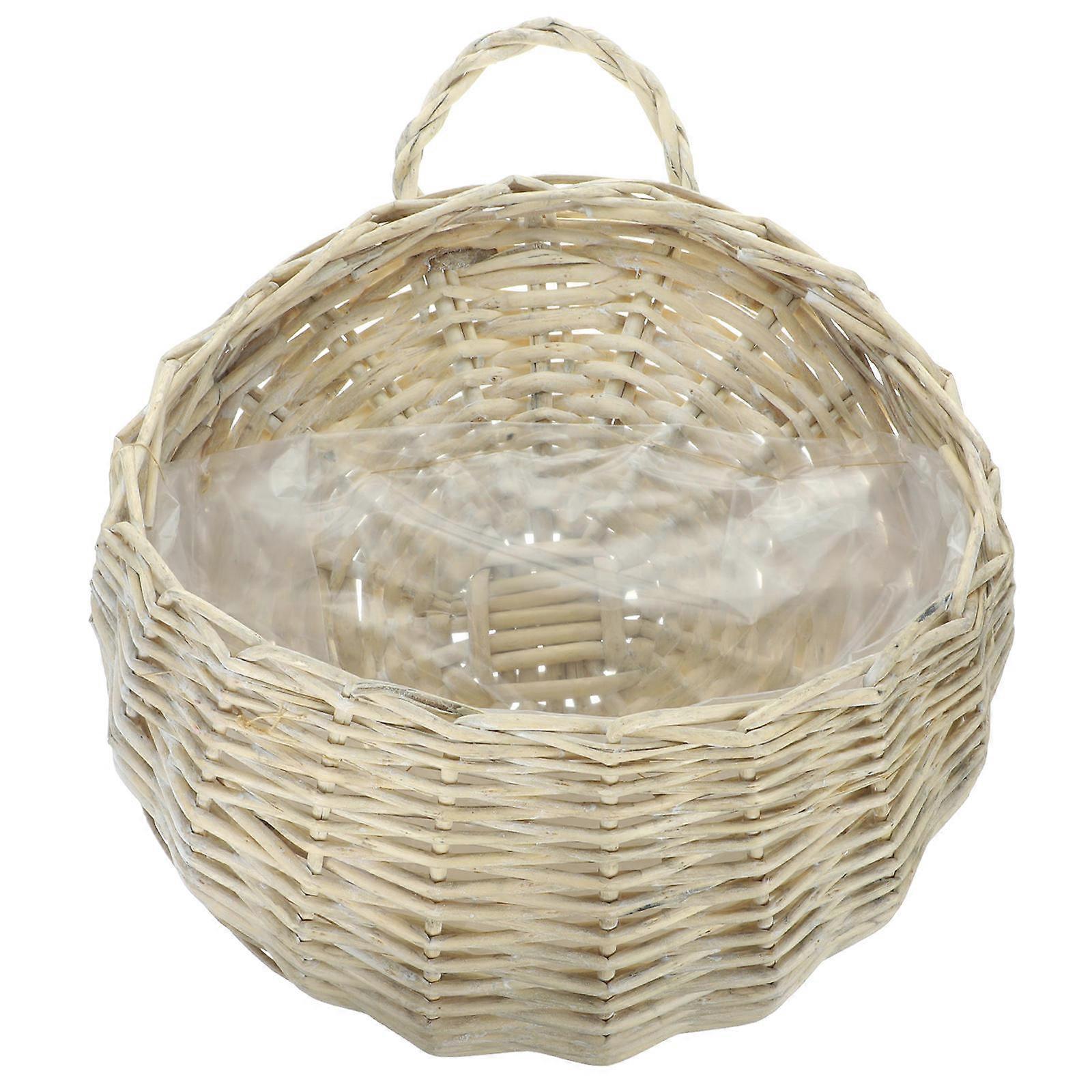 Hanging Woven Baskets Wicker Storage Home Decoration Dark Grey 30X14CM Farmhouse Style 1Set