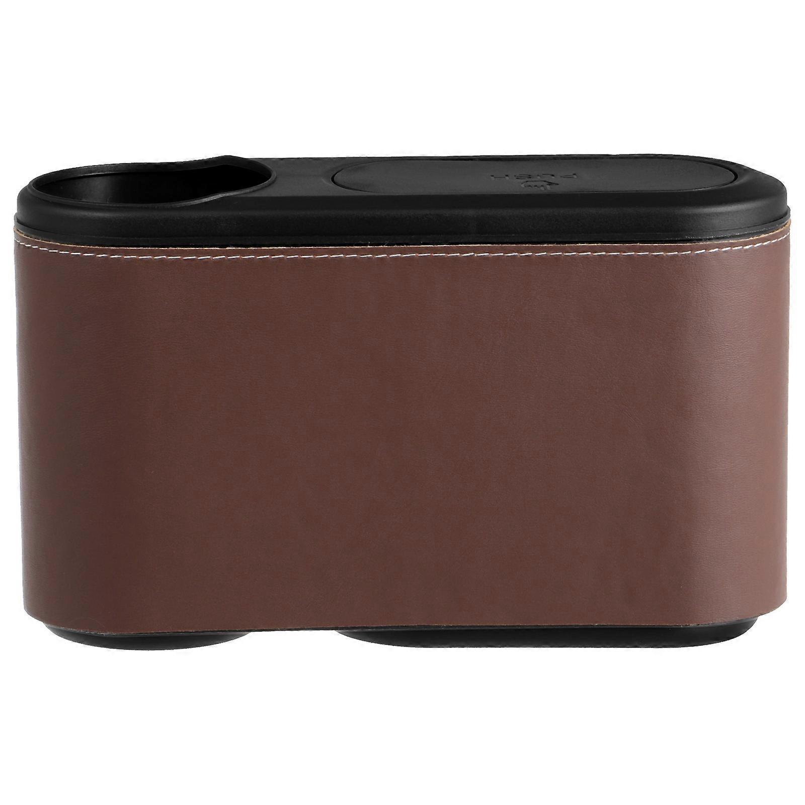 Automobile Trash Can Car Organization Garbage Bin Storage Box Brown 23.00X16.00X8.00CM 1Set