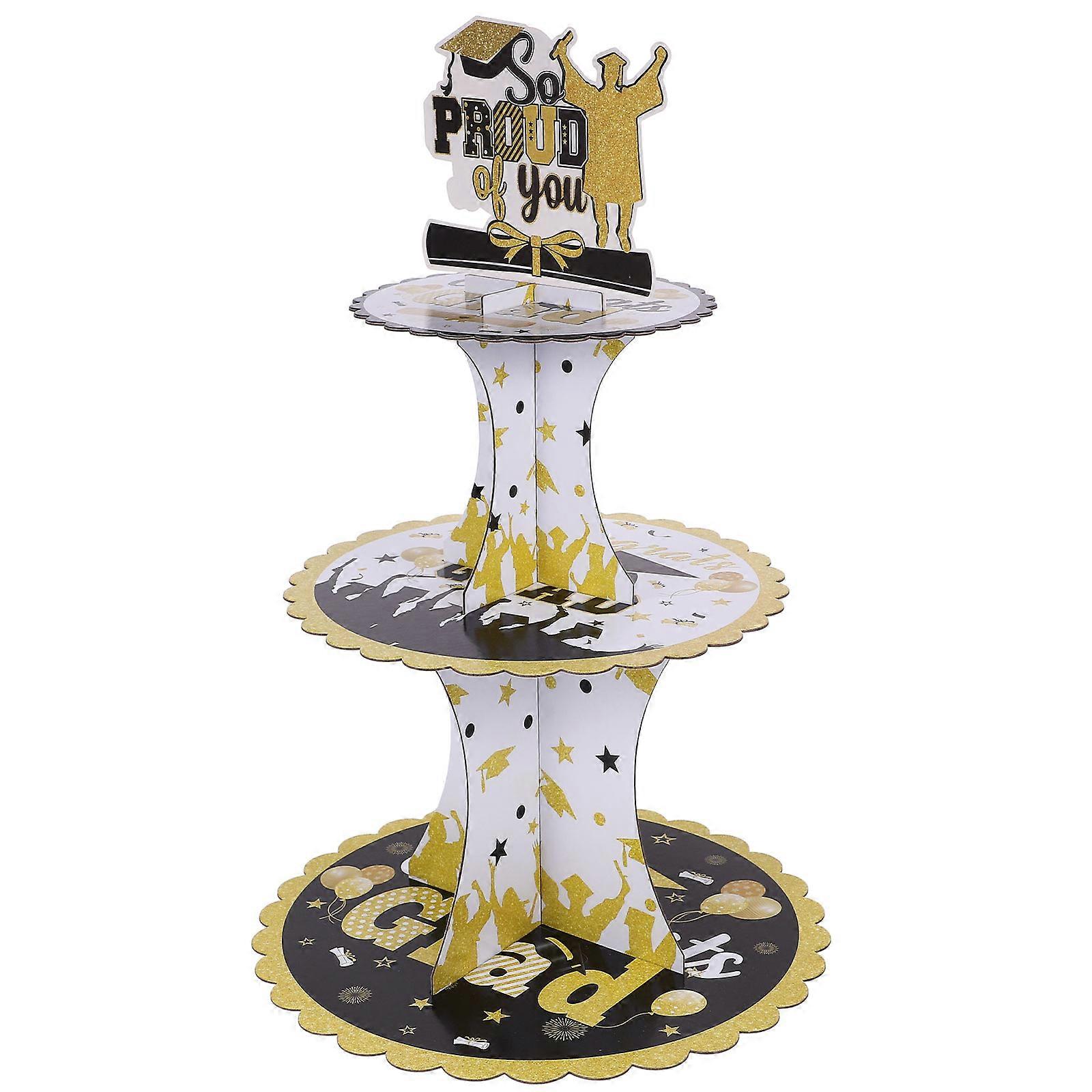 Dessert Display Cupcake Holder Graduation Season Cake Rack Multicolored 12.97X8.41X0.08in Multitier Design 1 Set