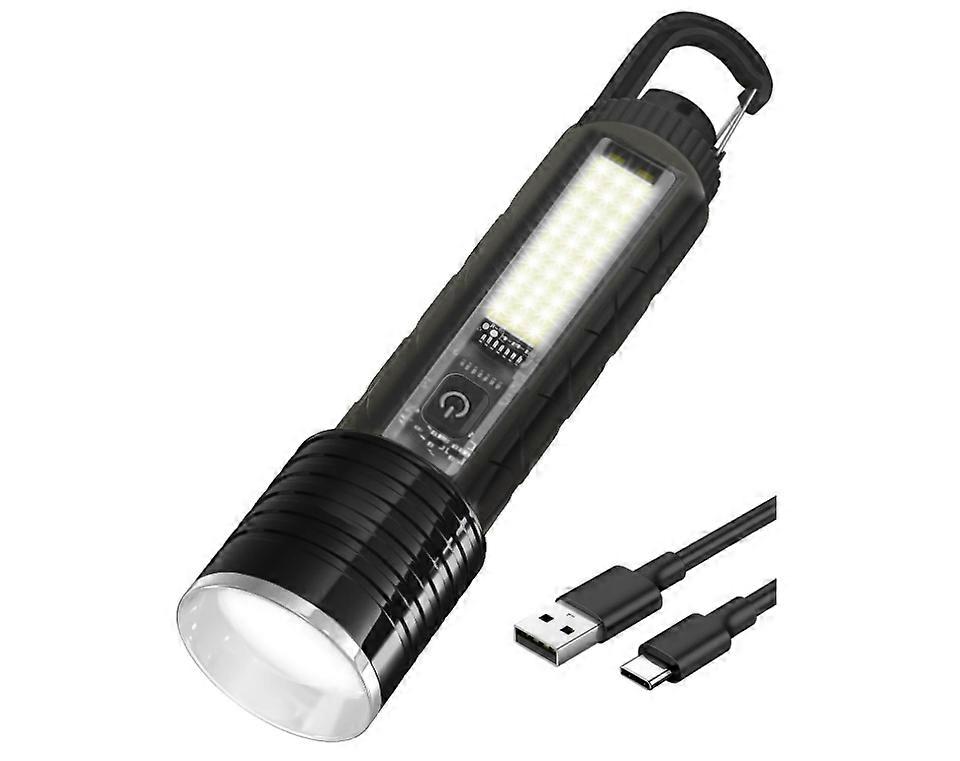 Torches LED Super Bright - 6000 Lumens Rechargeable LED Torch, IP65 Waterproof Camping Torch for Hiking, Outdoor, and Emergencies(Black)