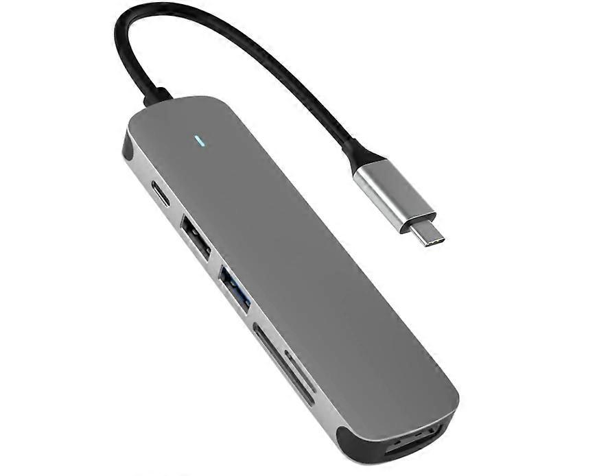 USB C HUB, Docking Station 6 in 1 with USB 3.0 Port, USB-C Port/PD, 4K HDMI and SD/TF Card Reader, USB C Adapter(Black)