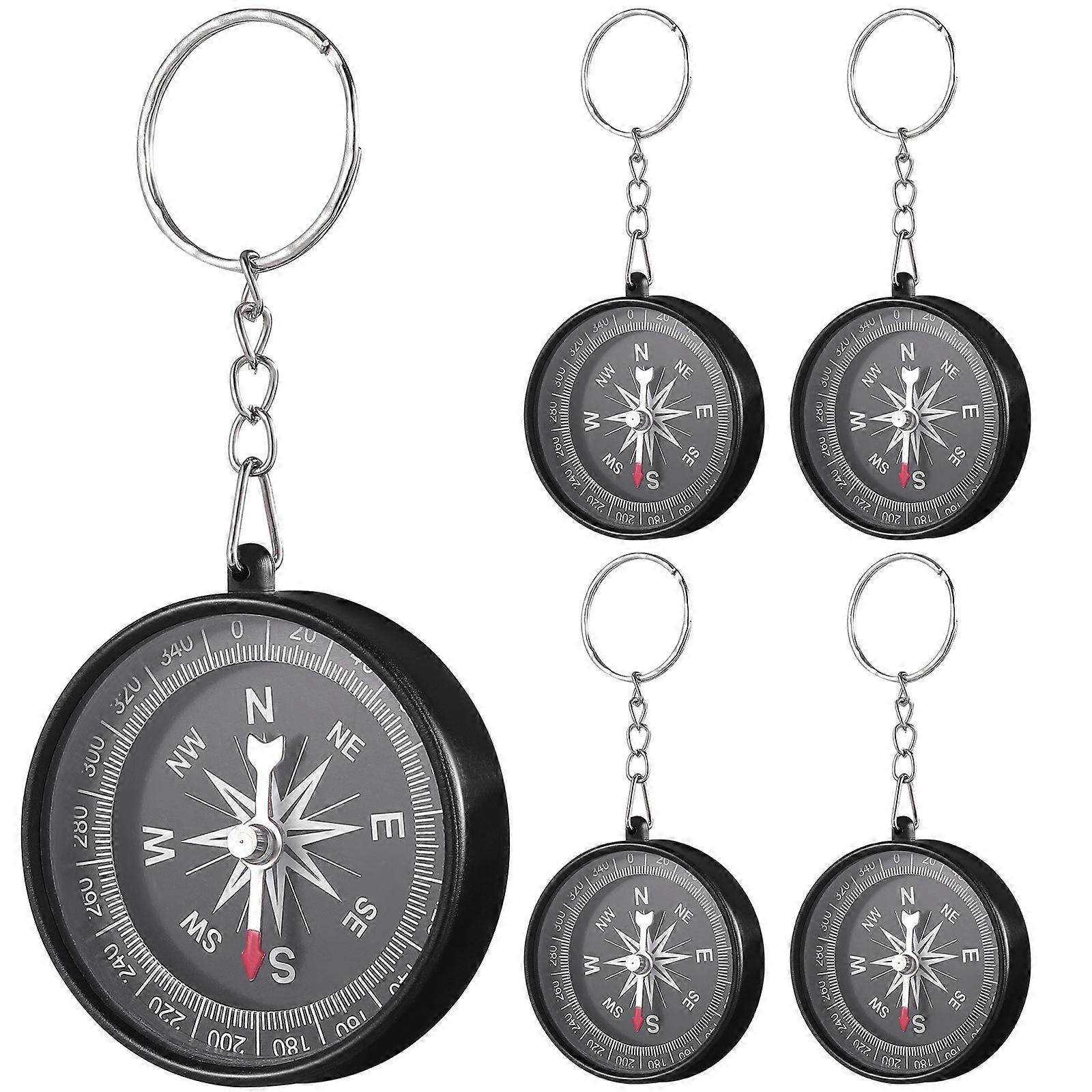 Tiny Compass Keychain For Children Thanksgiving present Round Shape Alloy Material 12Pcs