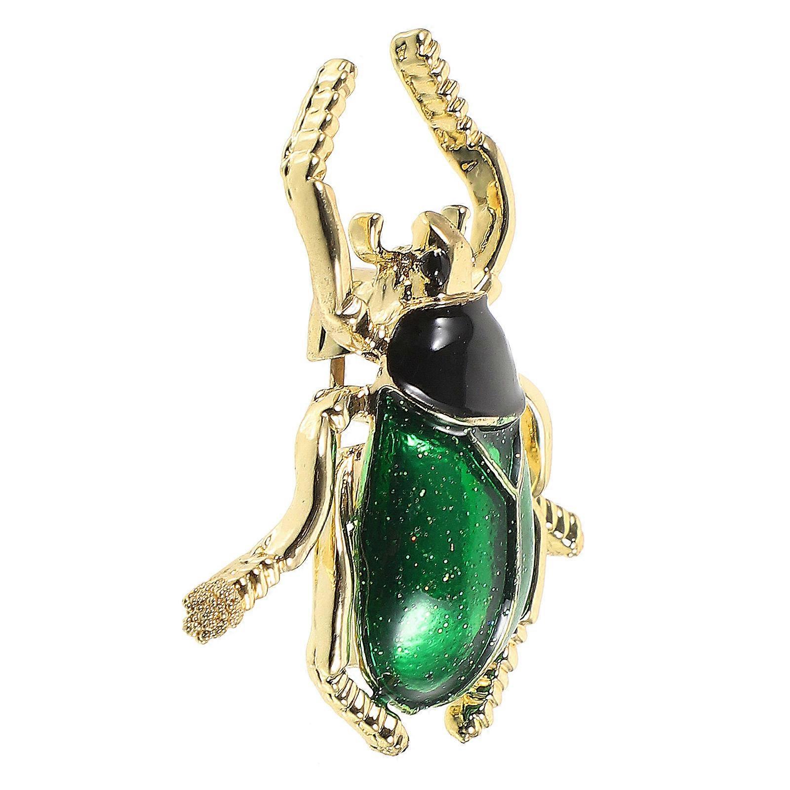 ヴィンテージスタイルのブローチカブトムシアクセサリーデイリーウェアカジュアルな服装のためのグリーン合金ブローチ1セット