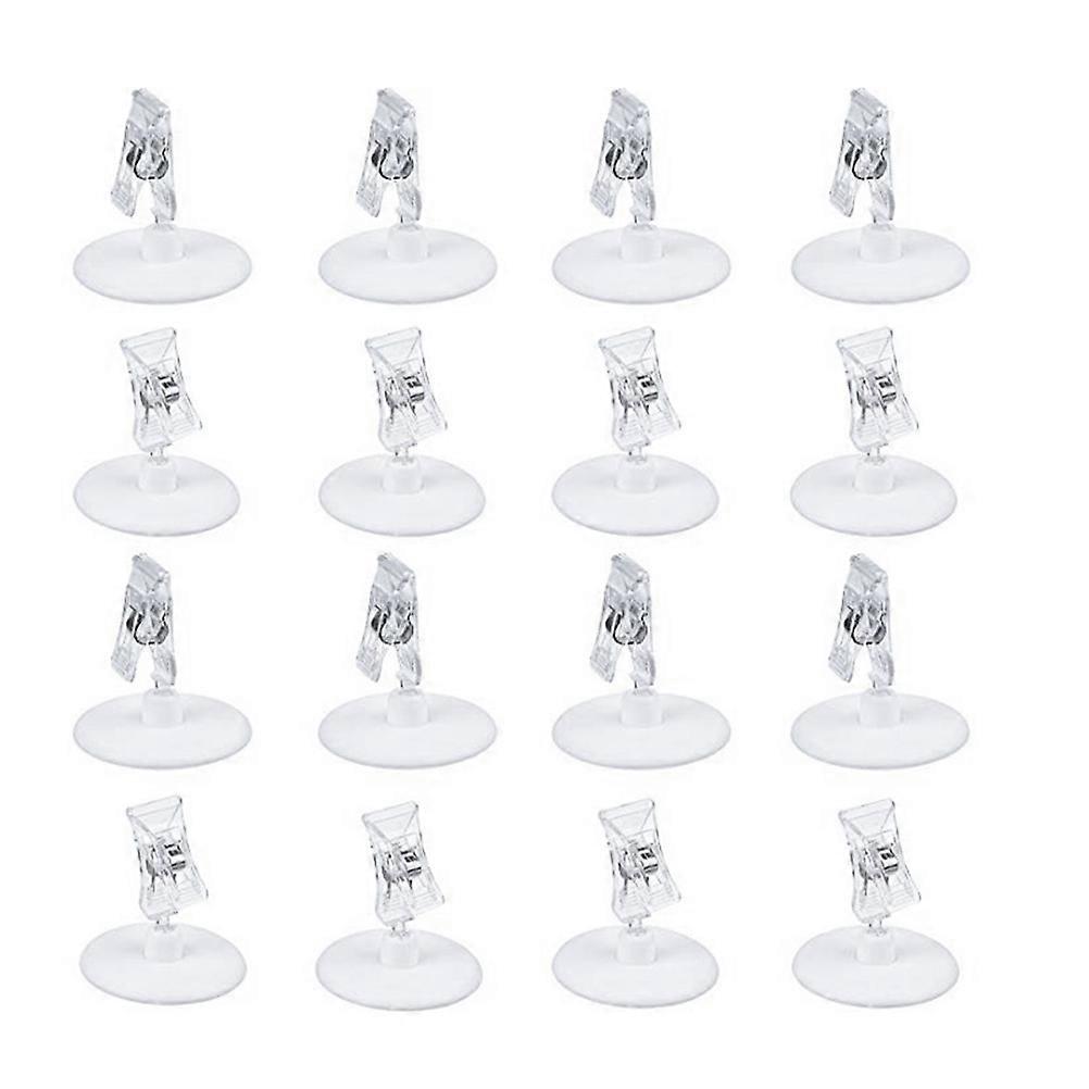 Clear Self-Adhesive Clips Simple Name Clip Menu Clips for Restaurant Graduation 5.5x5.5x5.2cm 16Set